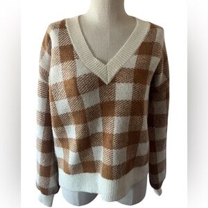 LOFT Tan and Cream Pullover Knit Sweater Size Small
